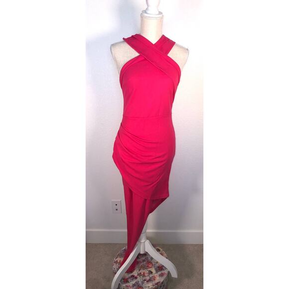 Shein Magenta Criss Cross Front Racer Back High Low Dress - S - Picture 1 of 5